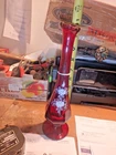 2N-vintage  11" FENTON ruby hand painted vase- N. KUHNE
