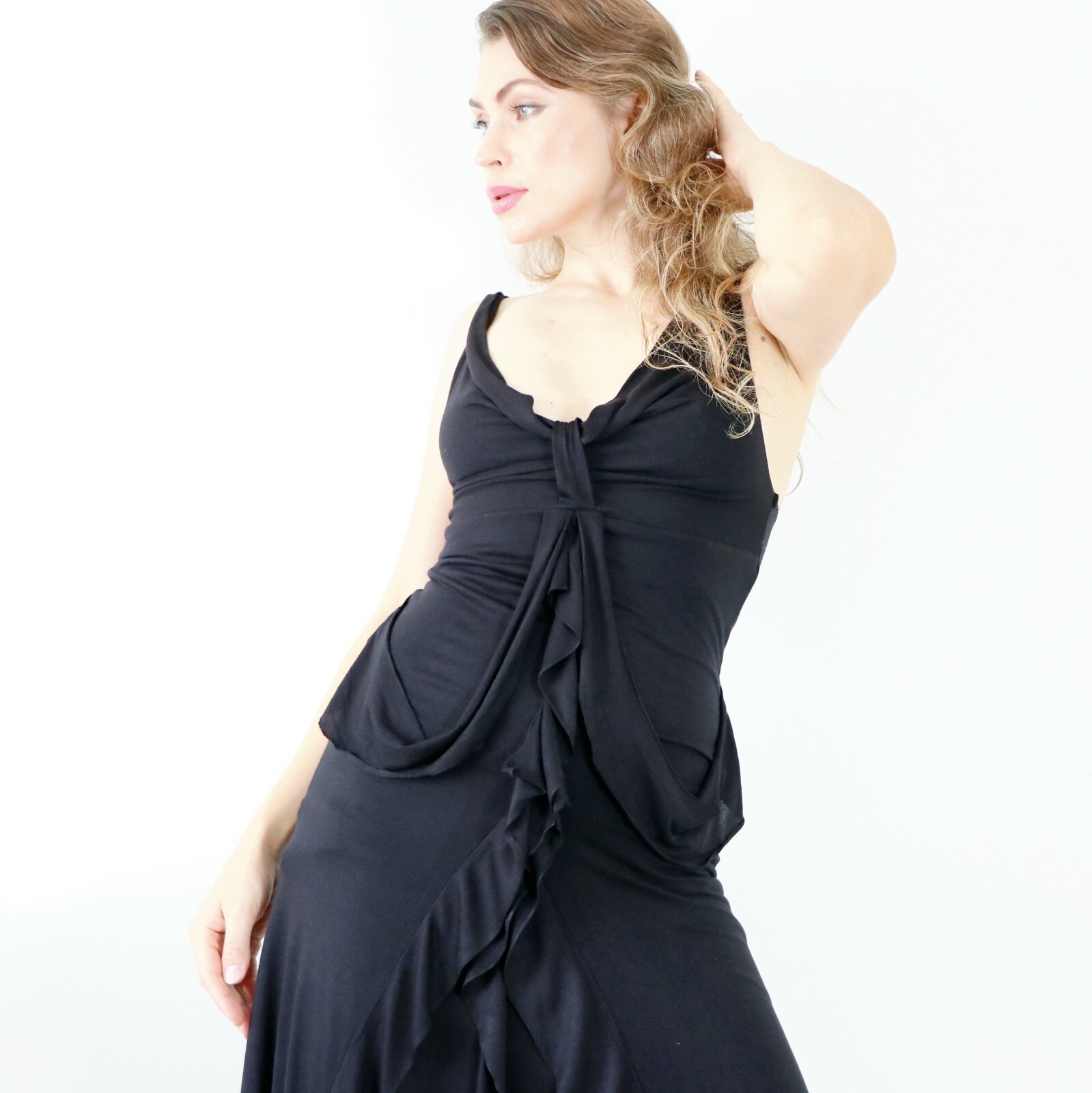 Y2k Playboy Dress Frilled Vintage Midi Dress Asymmetric Black Cami Dress S M eBay