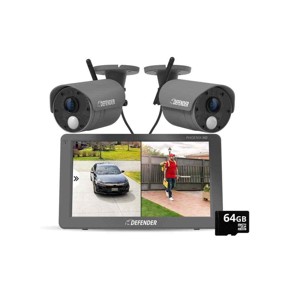 PhoenixHD Plug-in 10.1in HD Security System with 2 Cameras Non-WiFi