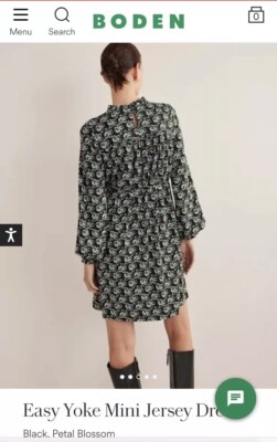 NWT new Womens Boden Easy Yoke Mini Jersey Dress black pearl blossom US 8R  UK12R | eBay