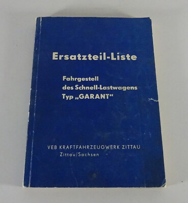 Parts Catalog Robur Garant 30K / 30K A / 30K AW/Zg / 30K VW/B 18 Stand 1956