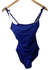 La Blanca One Piece Swimsuit Island Goddess Shirred Side Bathing Suit Size 10