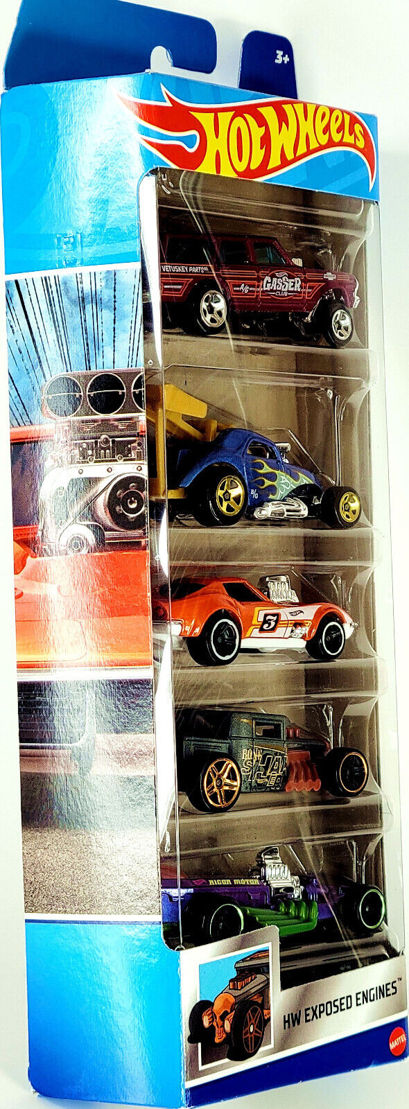 Pack com 5 Carrinhos Hot Wheels Exposed Engines - Pirlimpimpim Brinquedos