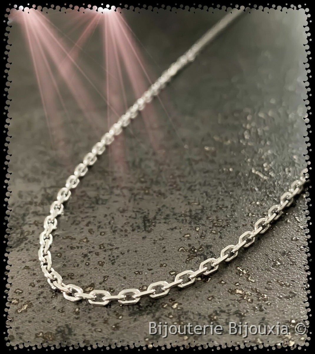 Collier Fantaisie Maille Forçat En Métal Argenté - Longueur 50 Cm + 5 Cm - Neuf Sans Emballage