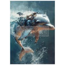 Gear Fin Dolphin | A1 Fiber Decoupage Steampunk | Redesign with Prima