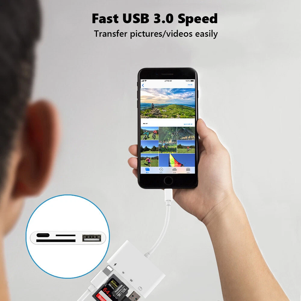 USB-C/TF SD Card Reader USB HUB OTG Adapter For iPhone15/14 Pro Max iPad Android