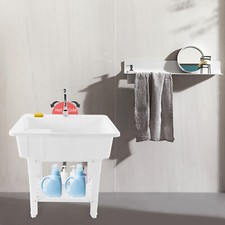 Spacious Utility Sink Laundry Tub Freestanding Sink Wash Station Cold Hot Faucet