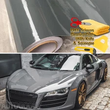 72" x 60" Super Gloss Glossy Nardo Gray Vinyl Film Wrap Air Bubble Free 6ftx5ft