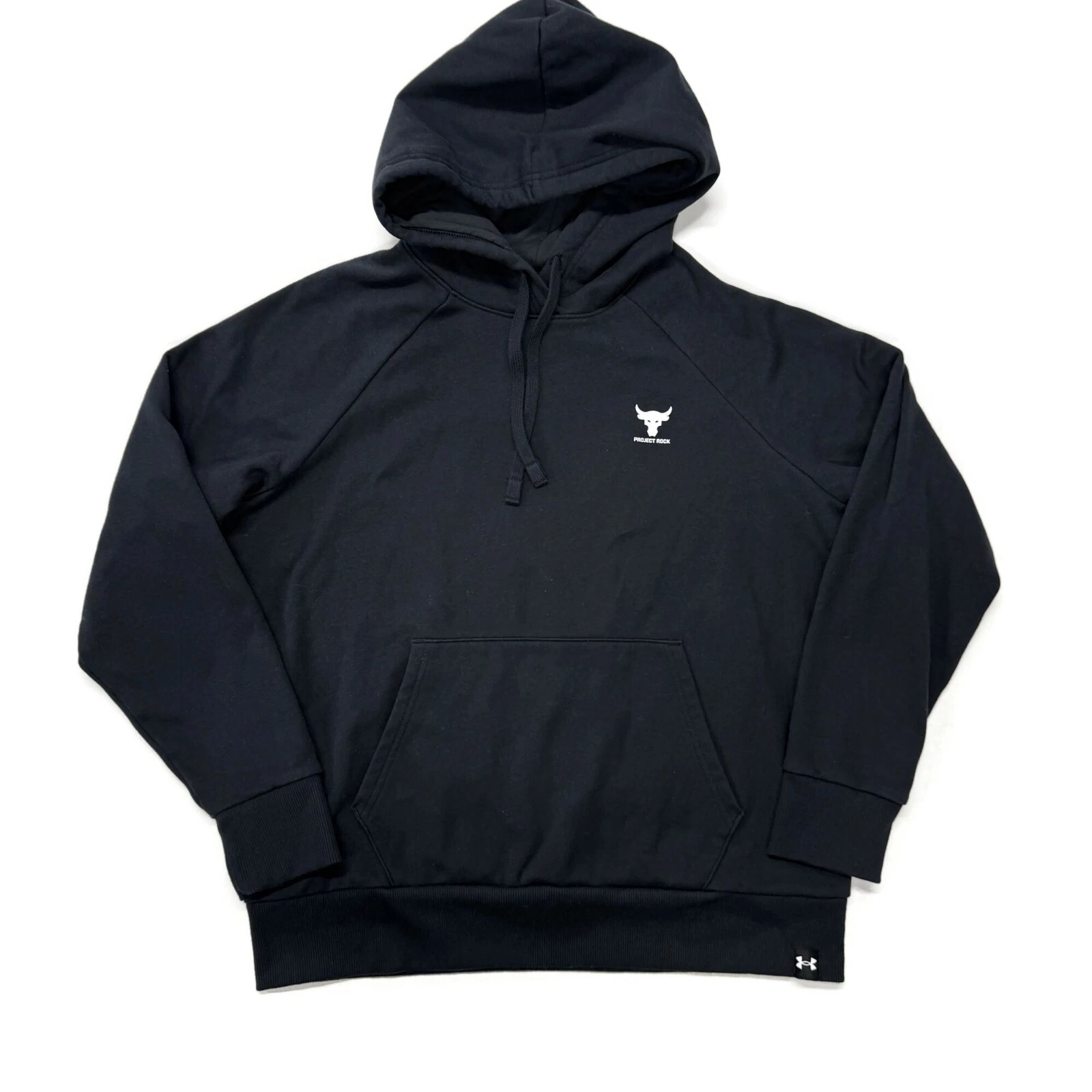 Under Armour Project Rock Rival Fleece Hoodie Womens Medium Black Pullover