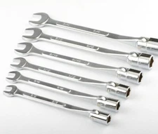 6 PC MM FLEX SOCKET 6 POINT FLEXIBLE HEAD AND OPEN END METRIC WRENCH SET