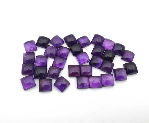Natural Amethyst Square Cushion Cabochon Loose Gemstone Lot 21 Pcs 10 MM 104 CT - Picture 3 of 4