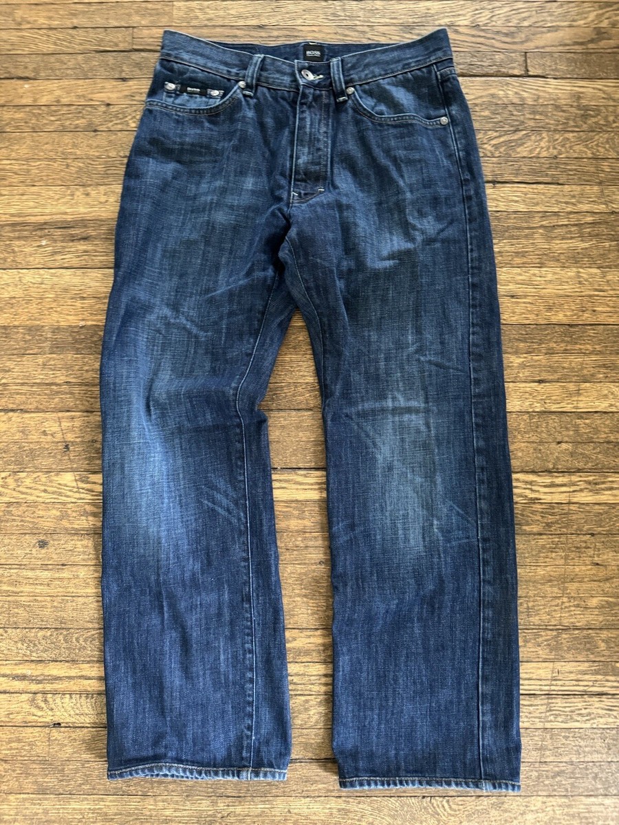 Hugo Boss Jeans Mens 30x28 Blue Zipper Fly Straight Medium Wash