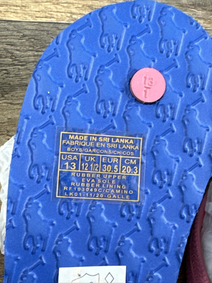 POLO RALPH LAUREN Kid's Camino Flip Flops Sandals Lt Pink Floral Child Sz 13 NWT - Image 4 of 4