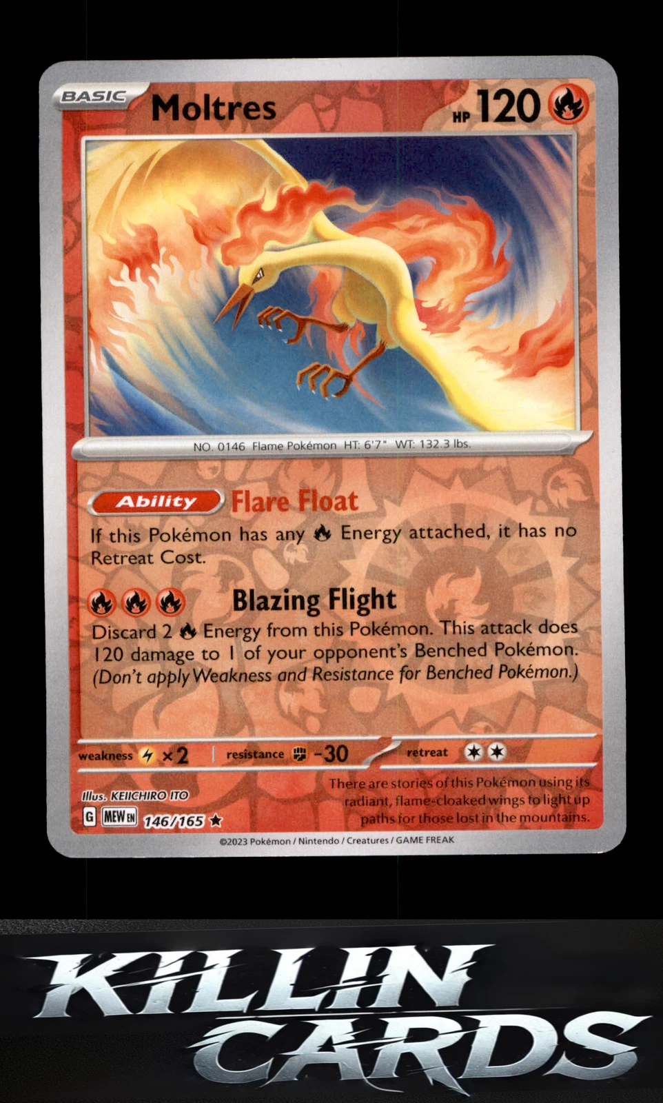 Reverse Holofoil Moltres 146/165 Rare SV: Scarlet & Violet 151 Pokemon Card NM