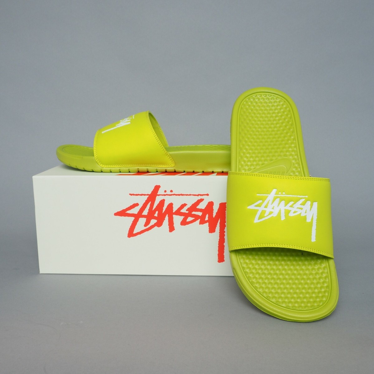 stussy nike slides green