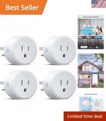 4-Pack Energy-Saving WiFi Smart Plugs - Bluetooth & 2.4G Connection, Easy Setup