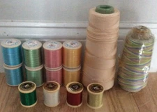 NEW Embroidery Thread Silk Rayon Metallic Peach Multi Color 2 Cones and 12 Spool