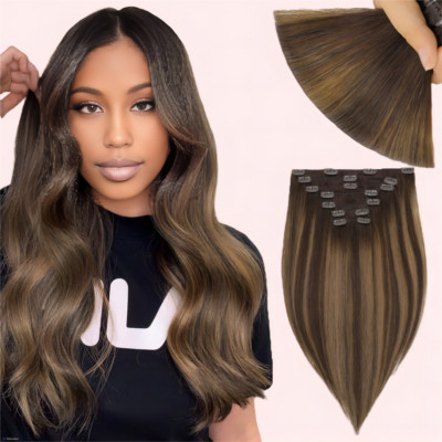 Extensions Clip in 100% Human Hair Extensions Remy Hair Clip Ins 7PCS 120g