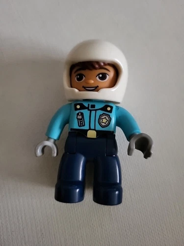 Lego Duplo Motorcycle Bike Police Officer Helmet Mini Fig Bricks Cake Topper 