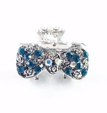 USA Metal HAIR CLAW Clip Rhinestone Crystal Hairpin Elegant Vintage Bow Blue 14