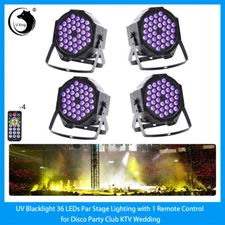 4x 36W UV Black 36 LED Par Light Stage Lighting Bar light with Remote Controller