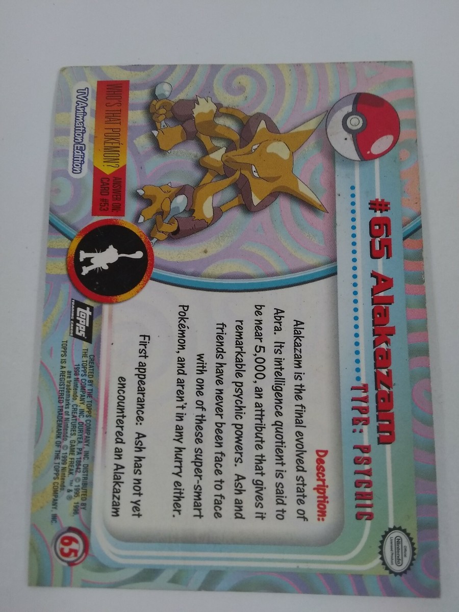 ALAKAZAM - Topps / Nintendo - #65 - Rare - Pokémon Card | eBay