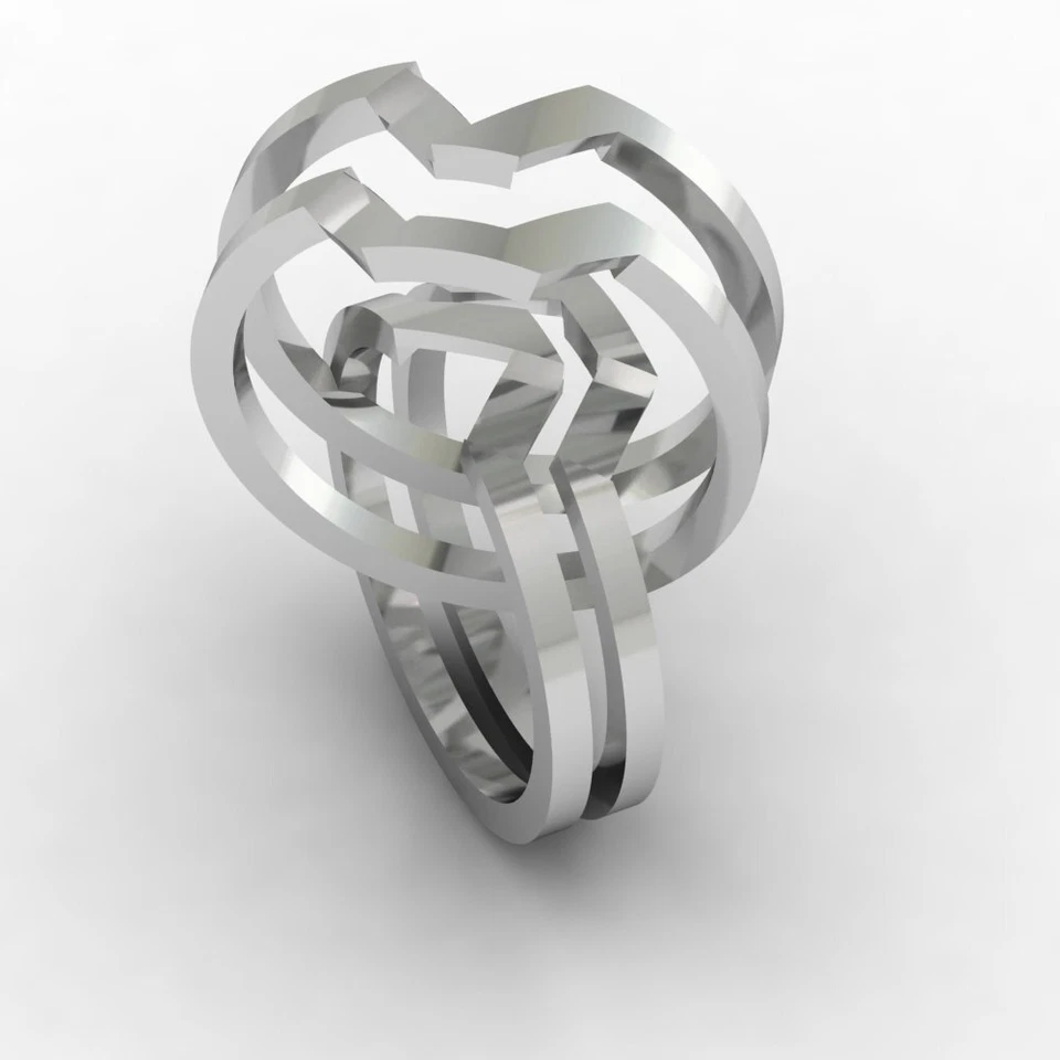 Puzzle Anillo 4 Bandas Unidad Criss Cruz Nudo 925 Plata Puzzle Anillo para Hombres Mujeres Foto 4 de 4