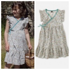 Tea Collection Toddler Girls Nile Floral Chalk Woven Wrap Dress Size 2 $49.50