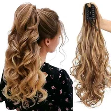 Wavy Ponytail Hair Extension Synthetic Long Wavy Claw Clip Hair Extension Fiber