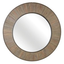 allen + roth H Round Weathered Nature Wood Circle Wall Mirror 32"