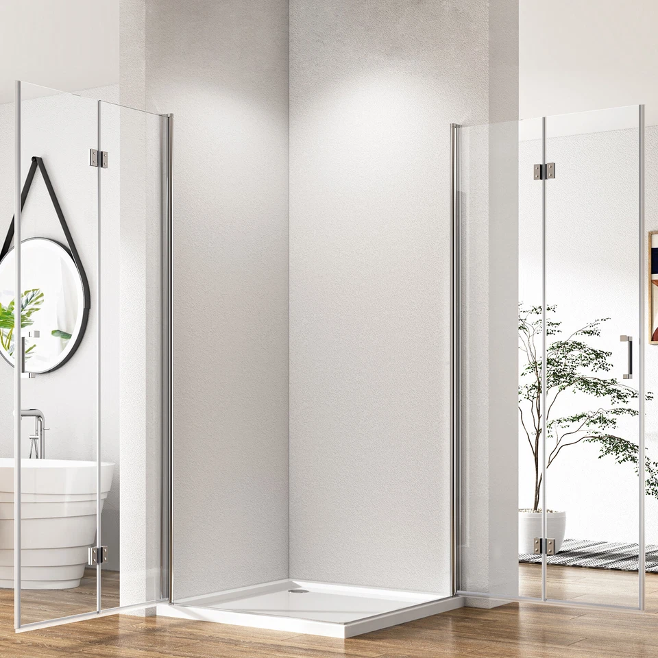 Dusche Eckeinstieg 120x90 Eck Duschkabine Falttür 80x80 Duschwand Faltbar 195H - Bild 3 von 4