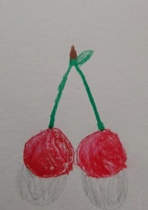 ACEO Original Hand Painting, Watercolor, Cherries,  2.5 x 3.5 in.