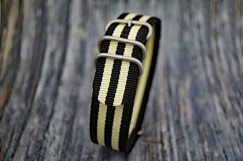 20 mm Nylon For Nato Military Army ZULU Black Cream Nylon Diver's Watch Strap - 第 3/3 張圖片