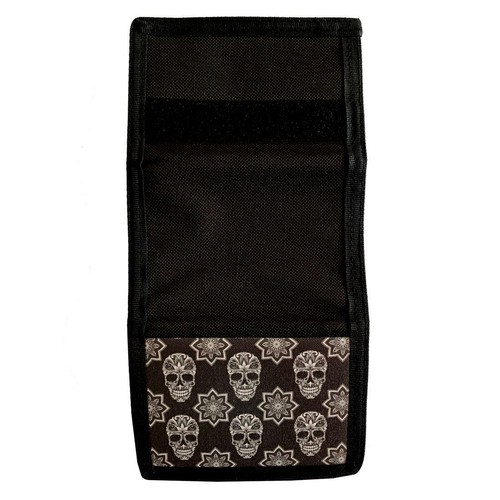 Men's Black Trifold Wallet with Black and White Sugar Skull Print on Front - Picture 2 of 3