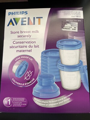 Philips AVENT Breast Milk Storage Cups And Lids, 10 6oz Containers, SCF618/10