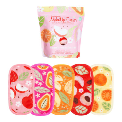 The Original MakeUp Eraser Healthy Habits 5 Pc Set 8''x4'' Apples Oranges Peaches