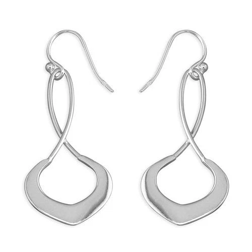 Earring Wide Figure-Of-8 Twist Hook-in Drop Hallmarked Sterling