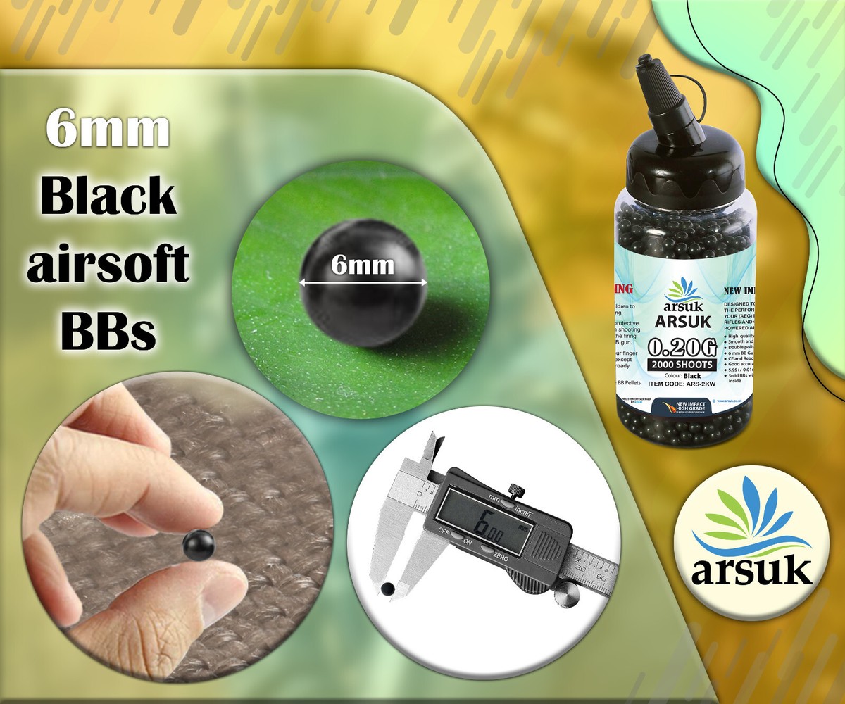 Airsoft BBs 0,20g 6mm - Hochwertige, Glatt Polierte Kunststoffkugeln, 2000 Stück, Für Zieltraining