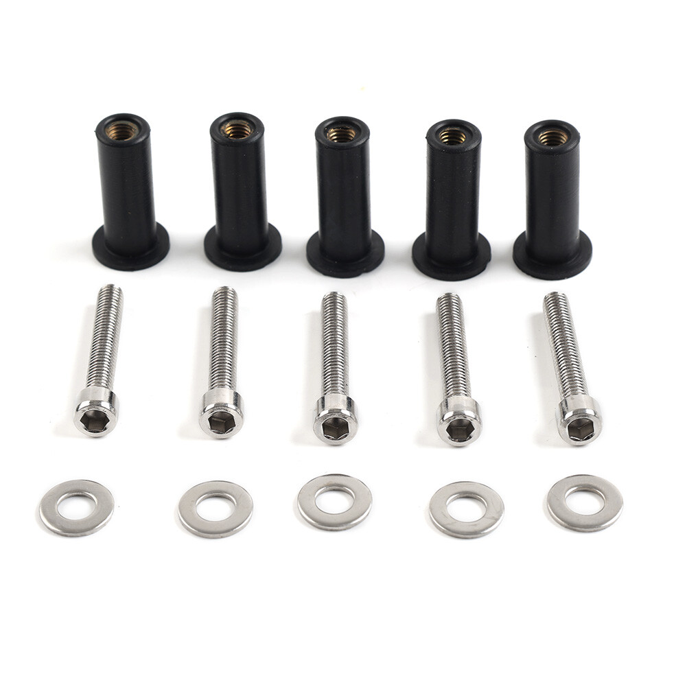 Windshield Bolts Screws Nut Kit Front For Harley Road Glide 5pcs Chrome