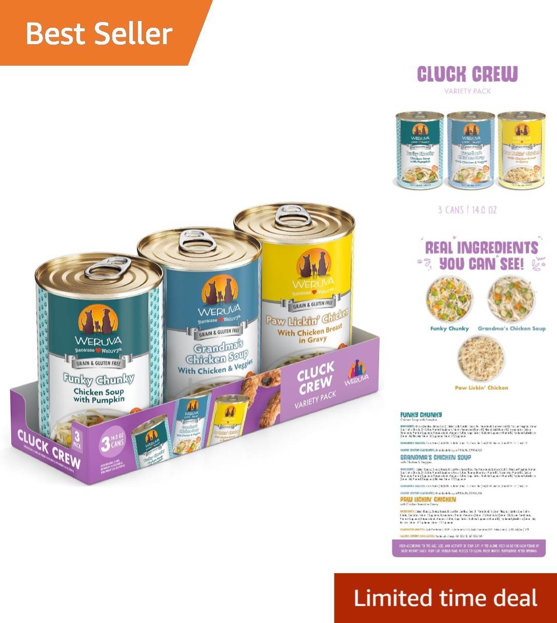Cluck Crew Variety Pack, 14oz Cans (pack Of 3) - Grain-free