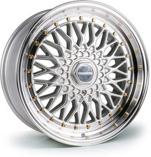 Dare DRRS 17x8.5 ET20 5x112 / 5x120 Silver Polished / Gold Rivets 72.6mm (Rated 