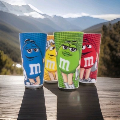 4er Set M&M's Becher Linsenbecher Kunststoff rot gelb grün blau Mars
