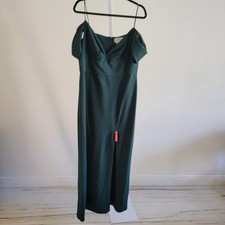 SACHIN & BABI x BHLDN Emerald Brittany Drape Off Shoulder Crepe Designer Dress