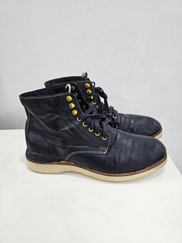 Visvim Black Leather Virgil Folk Boots Size US 9-9.5