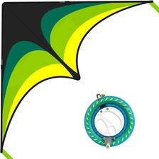 Large Green Delta Kite for Adults - Easy to Fly, Perfect for Beach Fun 