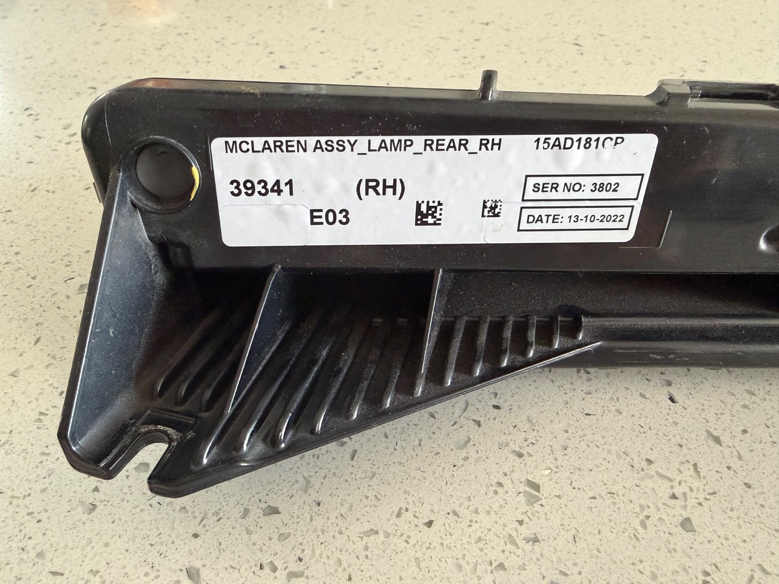 2021 MCLAREN GT RH RIGHT TAIL LIGHT LAMP 15AD180CP