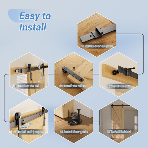 Sliding Barn Door Hardware Kit Heavy Duty Smooth Install - Picture 5 of 5