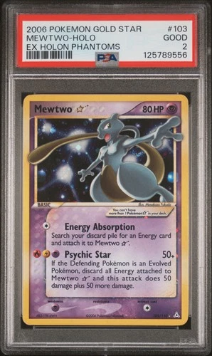 2006 POKEMON EX HOLON PHANTOMS GOLD STAR #103 MEWTWO-HOLO PSA 2