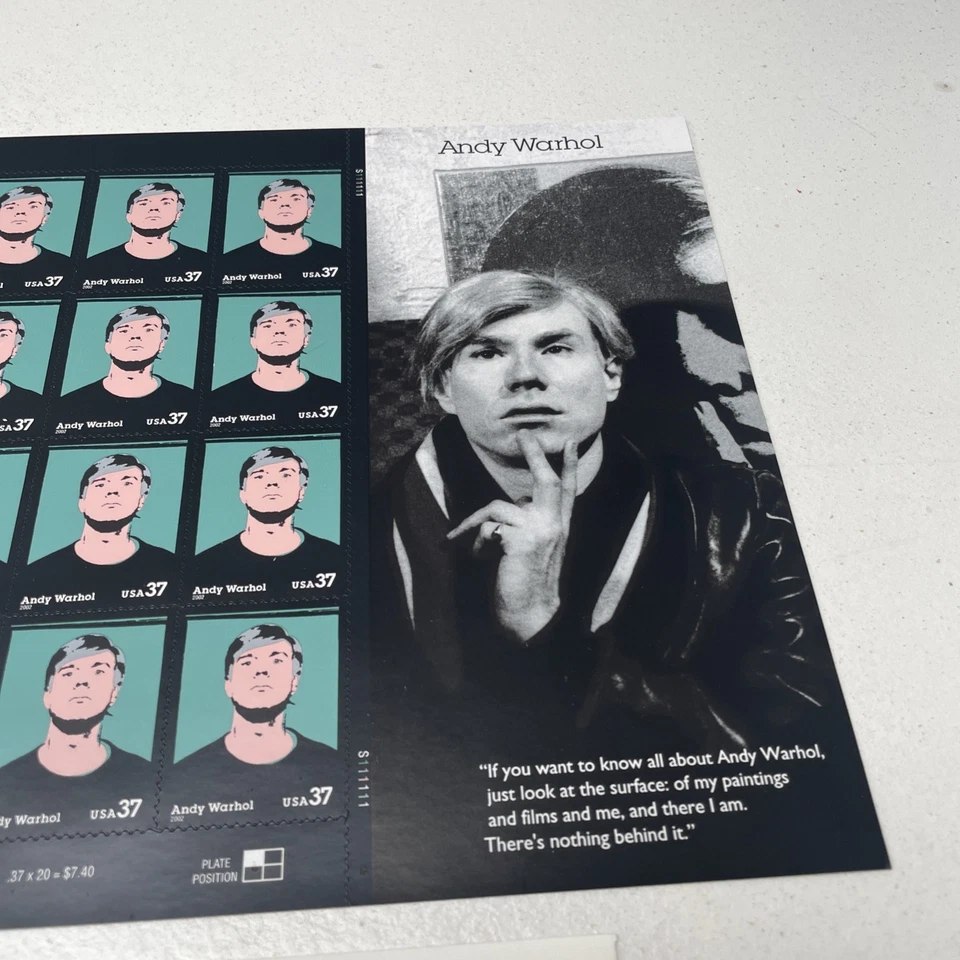 USA 2002 Andy Warhol Stamp Sheet & Cover. 20 stamps. - Image 4 of 4