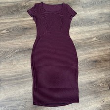 Elegant Striped Burgundy Dress. New.